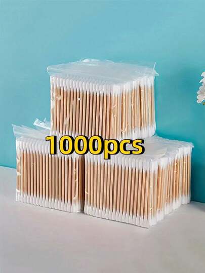 1000/200/100 piezas de bastoncillos de limpieza de doble punta - Sin fragancia, bajo alérgeno, aptos para la limpieza de oídos y maquillaje, cuidado personal y del hogar, bastoncillos de limpieza multiusos