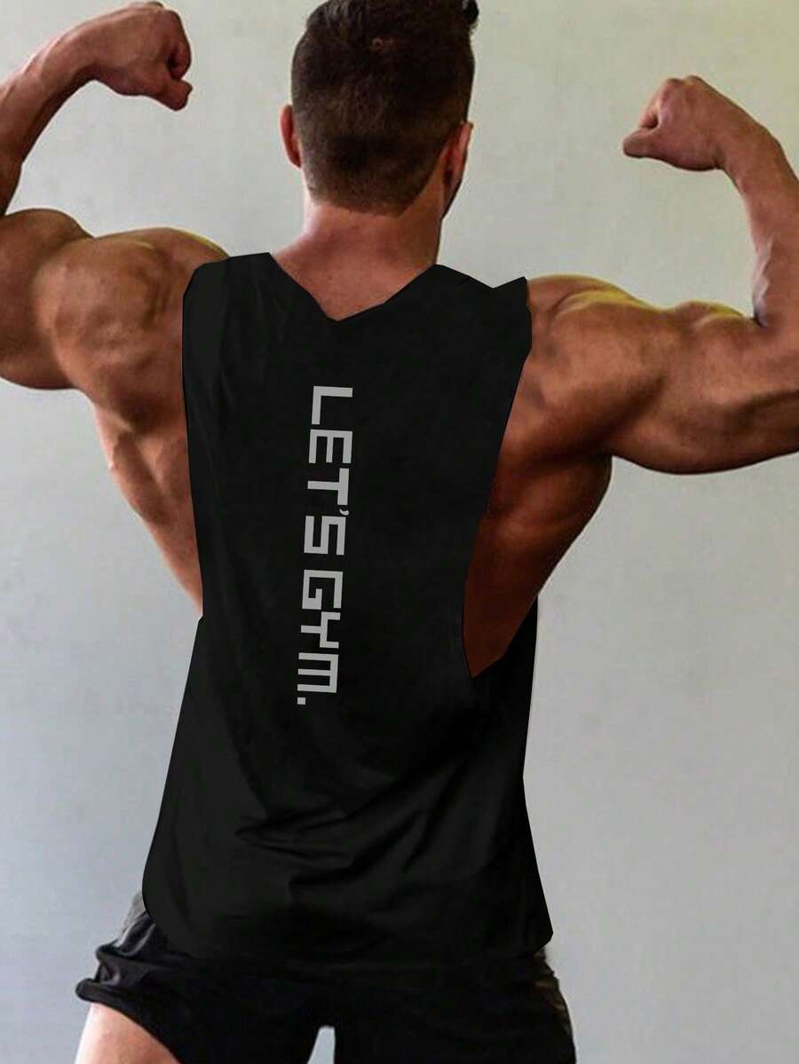 Manfinity Sport PWRUP Men's Letter Print Casual Fitness Workout Tank Top