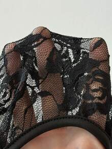 Vibekara Camicetta in pizzo rosa con volant e fiocco, adatta per San Valentino, feste, appuntamenti e raduni, disponibile in taglie comode - nero - Visualizzare 6