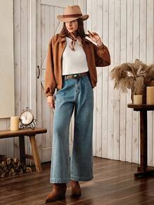 Wildy Women's Casual Embroidered Short Sleeve T-Shirt, American Countryside Style, Basic Daily Outfit - White - View 5