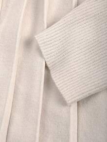 Franclia 大码优雅纯色褶裥针织连衣裙，秋冬款 - 卡其色 - 查看 4