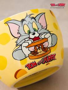 TOM & JERRY X Joivida 1 pezzo Ciotola in ceramica X Joivida, giallo brillante con motivo Together, ciotola decorativa per frutta per casa, cucina, sala da pranzo, soggiorno, ottima per spuntino, caramelle, dessert, insalata, conservazione, piatto per torta, un regalo divertente per matrimonio, banchetto, compleanno - Giallo - Visualizzare 2