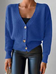 EURMUSE Women's Single Breasted Open Front Cardigan - Blue - View 4