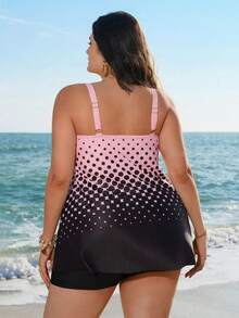 Swim Lushoire Áo tắm Tankini cỡ lớn, kín đáo, tôn dáng, gợi cảm, in chấm bi, ngọt ngào, Enliva Plus Size, Áo bơi cỡ lớn, Áo ba lỗ cỡ lớn, Đồ bơi cỡ lớn, Áo tắm cỡ lớn, Fairycore Plus Size, Áo tắm cỡ lớn - Nhiều màu - Xem 2