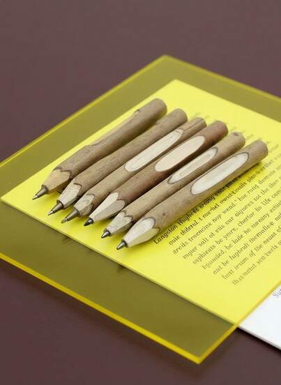 Joivida مجموعة من 1-5 قطعة قلم حبر جاف بتصميم فرع شجرة عتيق، قلم رصاص خشبي بقشرة طبيعية بدون حاجة لشحذ