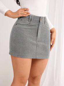Flexra Women's Casual Solid Color Mini Skirt - Grey - View 6