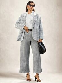Zelara Plus-Size Women's Autumn And Winter Christmas Women's Checked Pant High-Waisted Loose Casual And Old-Fashioned Style Pants For Go Out For Leisure Commuting Pants Elegant For Women Pants Women's Suit Blazer For Women Office For Women Pants Suit Tweeds - Multicolor - View 1