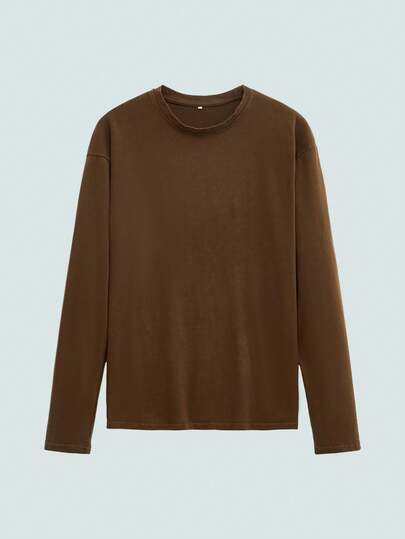 Modcrash 男士复古水洗“返校季”圆领长袖T恤，秋季款