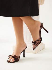 CUCCOO CHICEST Brown PU Women's Mule Pointed Toe High Heel Sandals Elegant Sandals Leopard Print Summer Shoes Summer Break Easter Prom Heels For Christmas Elegant Shoes Wedding Shoes Summer Shoes Bride Shoes - Coffee Brown - View 9