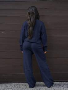 SAYEHFBABY 2 Stücke/Set Casual Einfarbig Rundhals Langarm Pullover Top Und Hosen