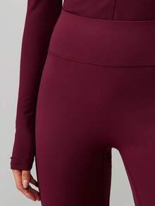 MISSGUIDED 高腰无缝运动紧身裤，适合瑜伽、健身、跑步，弹力全长，女款 - 紅木色 - 查看 4