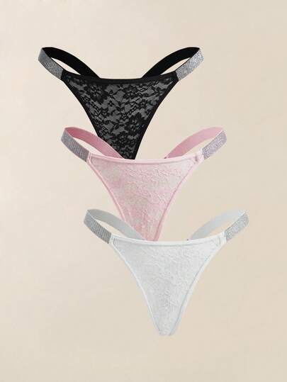 Snug Zone 3件套女士性感蕾丝吊带透明内裤