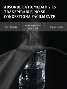 Pantalones casuales sueltos de pierna recta con plisados de cintura alta negros para mujeres, pantalones anchos de color liso, pantalones de mujer, textura, simple, casual, de moda y versátil - Negro - Ver 6