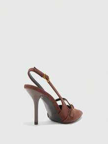 CUCCOO BIZCHIC 女士尖头搭扣设计时尚高跟鞋，适合日常穿着 - 棕色 - 查看 9