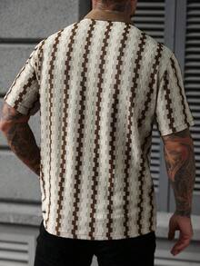 Manfinity CasualCool 男士格子短袖单排扣休闲宽松衬衫 - 杏色 - 查看 2