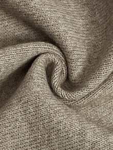 SHEIN PETITE CURVE Áo len chui đầu màu trơn thường ngày cỡ lớn cho nữ - Màu Khaki - Xem 7