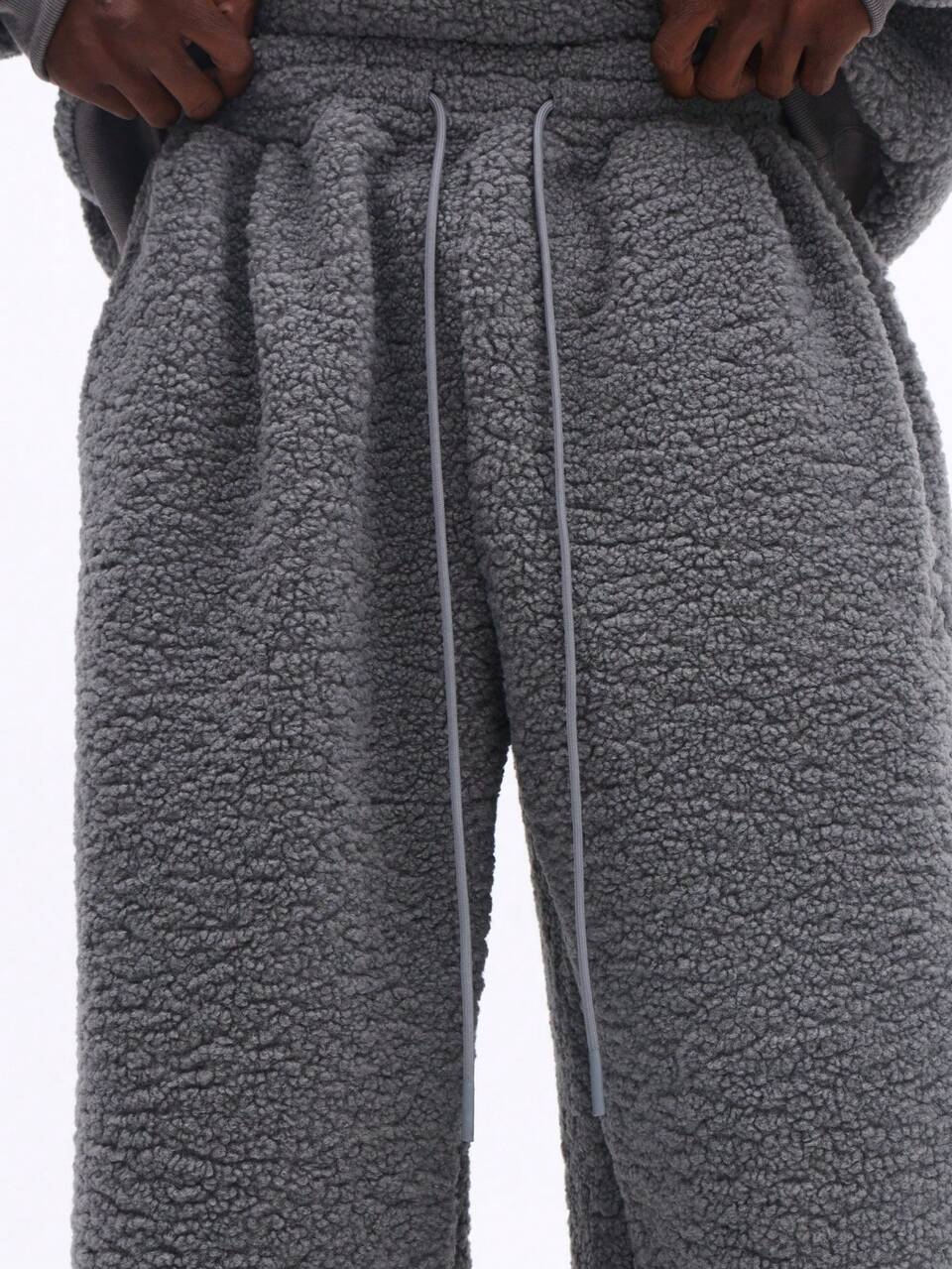 SUMWON Oversized Boxy Hoodie With Sherpa Fleece Texture And Matching Relaxed Joggers Cozy Winter Set