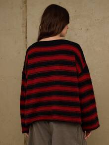 COUREZ Suéter oversize a rayas en estilo de rayas/ Ropa de otoño e invierno Y2K para mujer, suéter punk grunge, abrigos de invierno acogedores, blusas de manga larga para salir, nuevos diseños para Año Nuevo