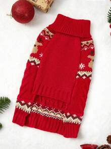 PETSIN 1 件红绿姜饼人麋鹿圣诞宠物毛衣小狗衣服小型犬和猫冬季保暖 - 彩色 - 查看 11