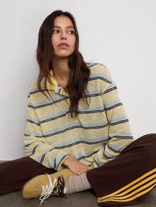 Easelle Pantaloni casual lejeri cu dungi contrastante pentru femei - Maro - Vizualizare 5