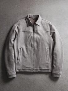 SLATEMANN Men's Casual Simple Solid Color Jacket, Autumn, For Fall - Grey - View 2