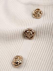 Franclia 大码优雅纯色褶裥针织连衣裙，秋冬款 - 卡其色 - 查看 3