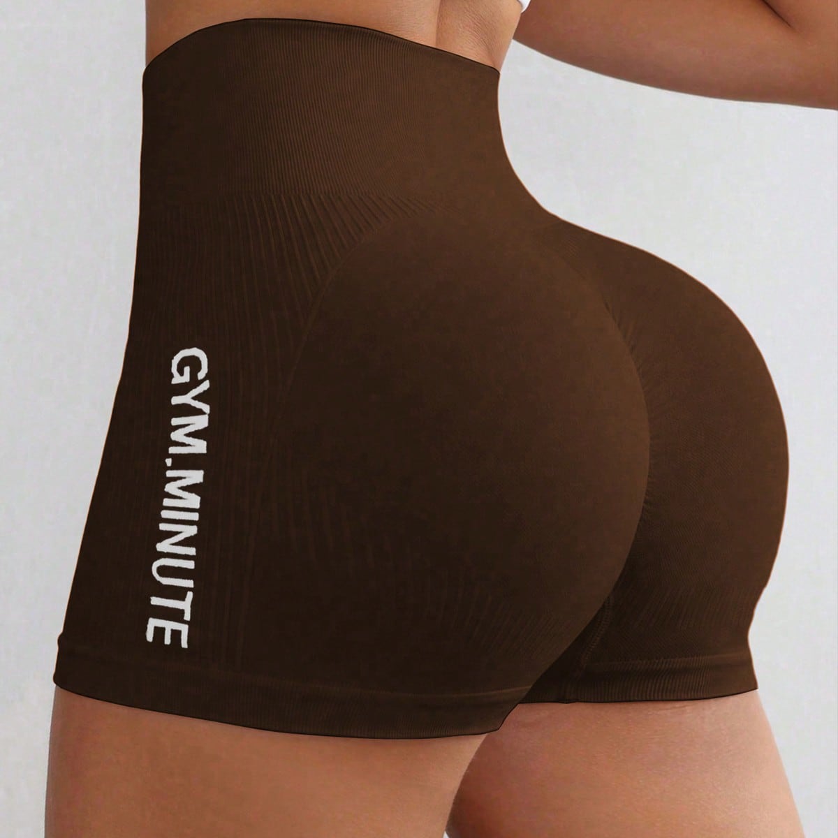 Pantalones cortos deportivos sin costuras de cintura alta con estampado de letras