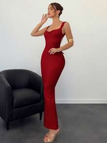 Aloruh Backless Bow Decor Pink Dress For Women,Summer Dresses
Spring Clothes - Burgundy - View 4