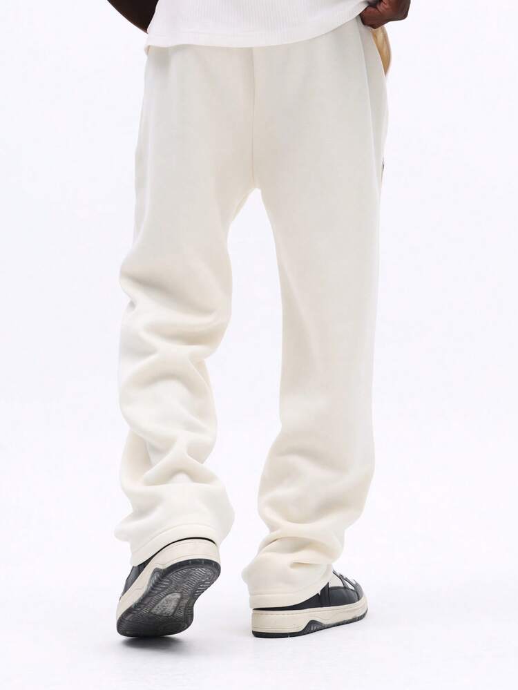 Badge Decorated Fleece Sweatpants With Patches