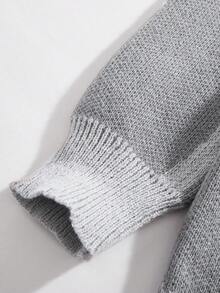 StoneGrade 男士休闲字母图案圆领长袖毛衣，秋冬 - 灰色 - 查看 5