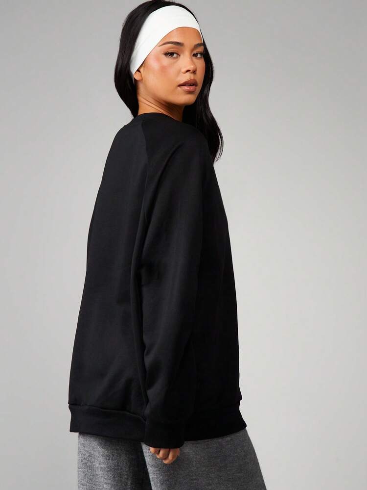 MISSGUIDED Oversized Sweatshirt mit Knopfdetails, Rundhalsausschnitt, Langarm und gestreifter Kapuzen-Kordel, lässiger Pullover für Herbst und Winter