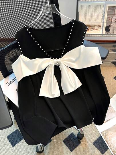 GlowEve CURVE 大码女式优雅奢华拼色衬衫