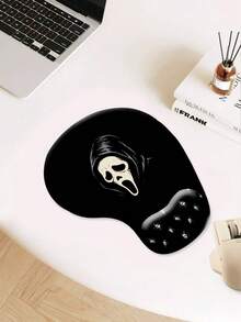 Betty Boop | ROMWE Polka Dot & Cartoon Pattern Anti-Slip, Water-Resistant, Thick Wrist Rest Mouse Pad - Black Grimace - View 3