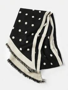 MOTF PREMIUM NEW POLKA DOT RAW TRIM SCARF - Black - View 8