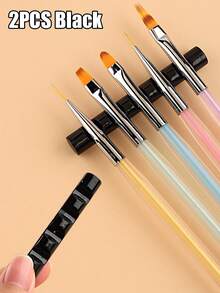 2 Packs Nail Art Pen Holder, Pink Transparent Nail Art Painting Brush 5 Slot Pen Holder, Bar Mini Portable Acrylic Stand, Nail Art Tools DIY Nail Art Sculpting Painting Pencil Brush Display Stand - Multicolor - View 14