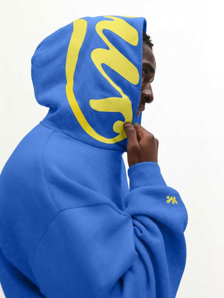 그래픽 프린트 후드가 달린 풀오버 후드티