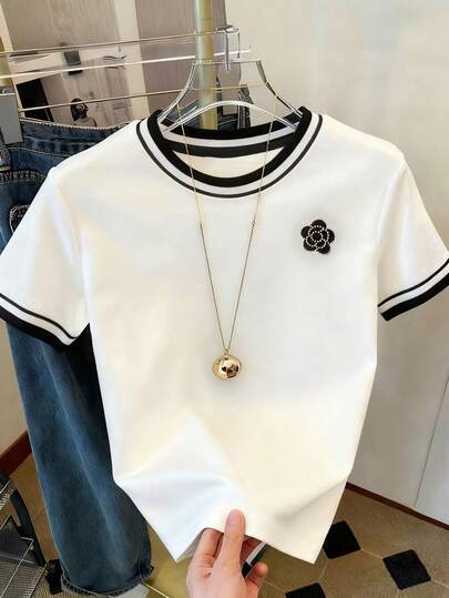 Resyla 女士数码定位印花修身短袖T恤