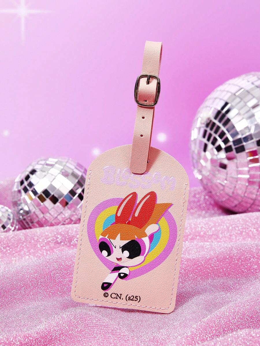 THE POWERPUFF GIRLS X SHEIN 时尚可爱卡通花朵、泡泡、毛茛图案钥匙扣 - 粉藕粉 - 查看 1