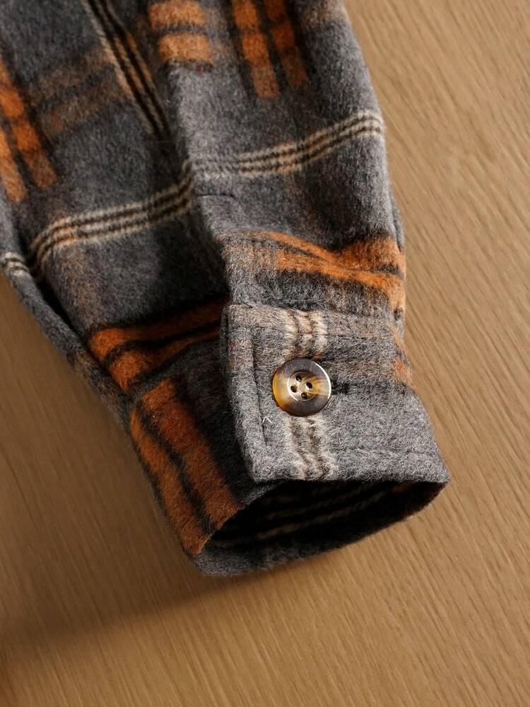 TOKVUE Suéter de lana con capucha de manga larga y estampado a cuadros para hombre - Multicolor - Añade 5