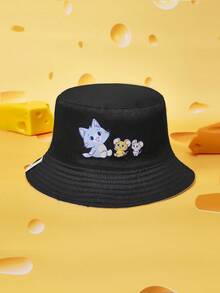 SHEIN Casual Cartoon Pattern Versatile Daily Wear Bucket Hat For Women - Black - View 1