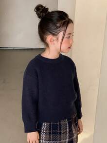 DAZY 女童圆领蝴蝶结装饰毛衣，秋季服装 - 藏蓝色 - 查看 8