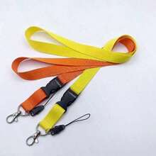 Solid Color Polyester Lanyard, Multi-Color Student ID/Work Badge Detachable Clips Strap Back To School - one-size - View 35