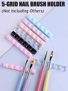 2 Packs Nail Art Pen Holder, Pink Transparent Nail Art Painting Brush 5 Slot Pen Holder, Bar Mini Portable Acrylic Stand, Nail Art Tools DIY Nail Art Sculpting Painting Pencil Brush Display Stand - Multicolor - View 1