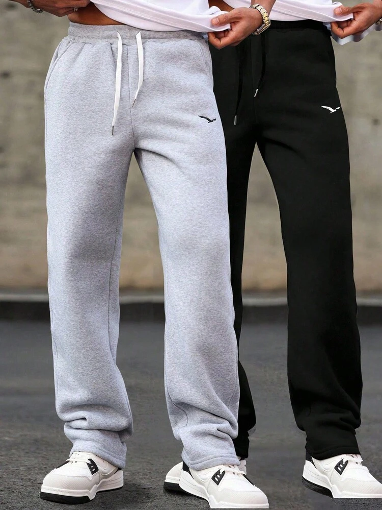 Manfinity Homme Plus Size Men's Eagle Embroidery Drawstring Waist Pockets Casual Sweatpants Men S Track Pants Men S Sweats Pro Club Sweat Pants Street Wear Pants - Multicolor - View 5