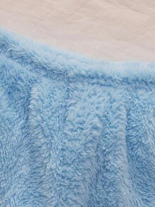 2pcs Baby Girls Casual Cute Rabbit Embroidered Ruffled Fleece Long Sleeve Top And Pants Homewear Set  Like Princess - Blue and White - View 7