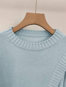 GlowEve Women's Blue Sweater, New Autumn/Winter Metal Button Asymmetrical Closure Cardigan, Versatile Commuting Style - Multicolor - View 3