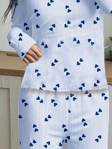 SHEIN Leap Crew Retro süß super niedlich Mini gestreift Herz Muster, Rosa, College-Chic entspannter Vibe, Ballerina Stil, Dopamin, Teenager Mädchen Herbst/Winter Rundhals Raglanärmel T-Shirt und kariertes Muster locker sitzende Lässig Pyjama Hose 2 Stücke Set, gemütliche Saison, Weihnachtsstimmung, Weihnachtsgeschenke, einfacher Komfort, stilvolle Mädchen, Lässig Wear, neuer Stil, Herbst neuer Stil, Wintermode - Verschiedenfarbig - Übersicht 5