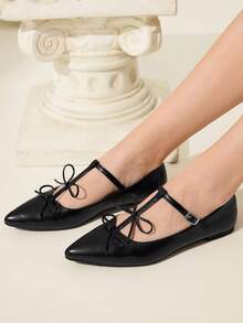CUCCOO CHICEST Giày bệt Mary Jane mũi nhọn quai chữ T Soft Breeze - màu đen - Xem 5