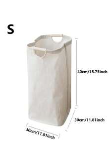 1个亚麻脏衣篮，家用脏衣篮，可折叠手提布艺洗衣篮，卧室浴室洗衣收纳篮，简约可折叠木柄收纳篮，大容量娃娃玩具可折叠收纳篮