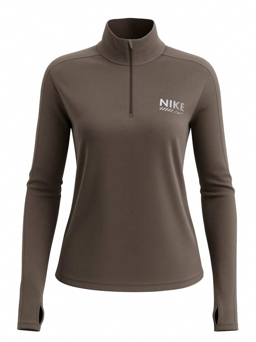 Nike Women's 1/4 Zip Dri-Fit Sweatshirt Brown - Brown - View 1